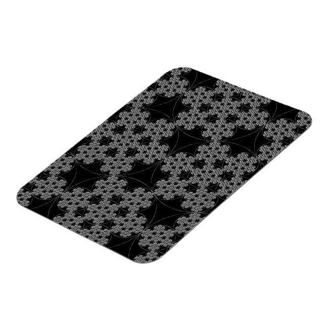 Tatting Fractal Snowflake Design Crochet B&W Magnet (Left Side)