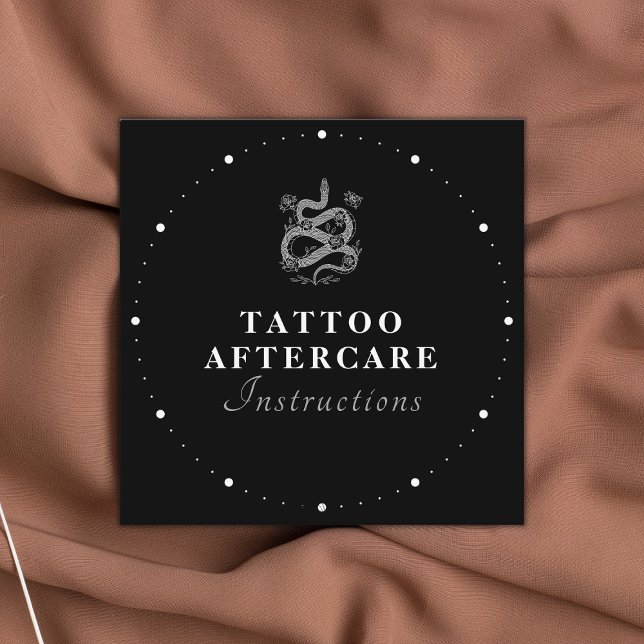 Tattoo Aftercare Instructions Black & White Text S Square Business Card (Creator Uploaded)