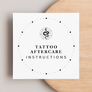 Tattoo Aftercare Instructions Black & White Text Square Business Card