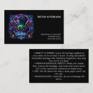 Tattoo Aftercare Instructions Business Card