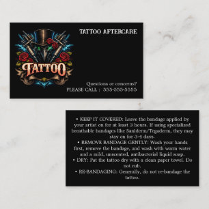 Tattoo Aftercare Instructions Business Card