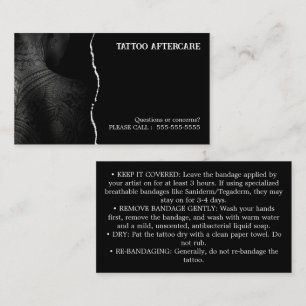 Tattoo Aftercare Instructions Business Card