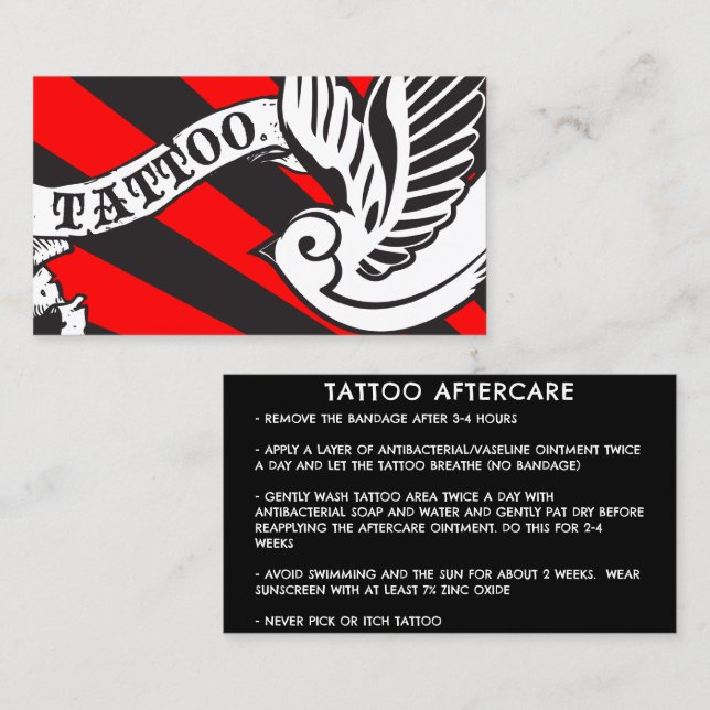 TATTOO AFTERCARE INSTRUCTIONS CHALK BUSINESS CARD (Front/Back)