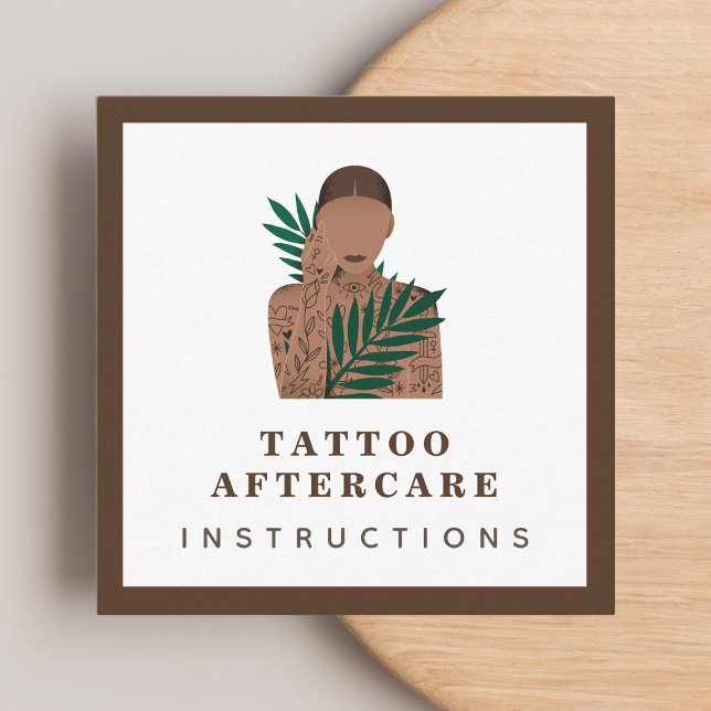 Tattoo Aftercare Instructions Inked Girl Framed Square Business Card (Creator Uploaded)
