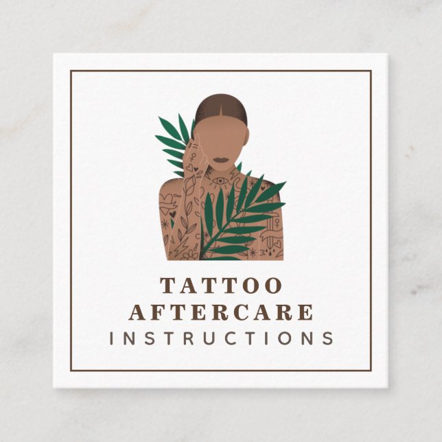 Tattoo Aftercare Instructions Inked Girl Trendy Square Business Card (Front)