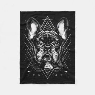 Tattoo Art French Bulldog Geometric Bulldog Art _1 Fleece Blanket