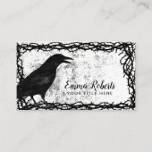 Tattoo Art Gothic Crow Black Thorn Vine Framed Business Card (Front)