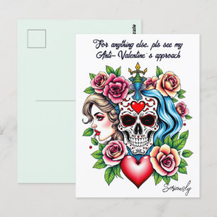 Tattoo art inspired unisex Anti-Valentine custom Postcard