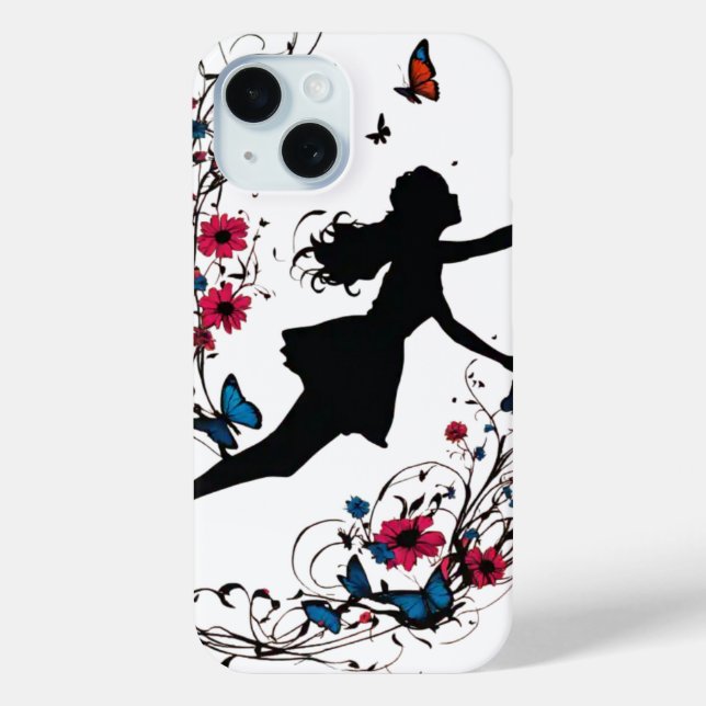 Tattoo Art Style Girl with Butterflies & Flowers  Case-Mate iPhone Case (Back)