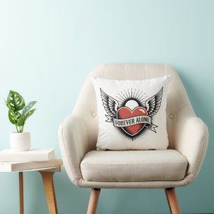 Tattoo Art: Winged Heart with "Forever Alone" Cushion