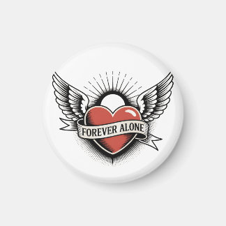 Tattoo Art: Winged Heart with "Forever Alone" Magnet