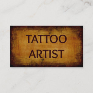 Tattoo Artist Antique Wood Business Card