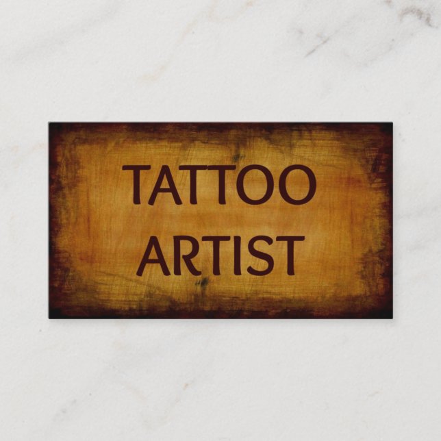 Tattoo Artist Antique Wood Business Card (Front)