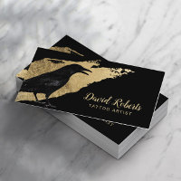 Tattoo Artist Black Crow Modern Gold Brush Stroke