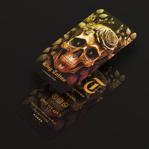 Tattoo Artist Black Orange Skull Goth Tattooist Business Card