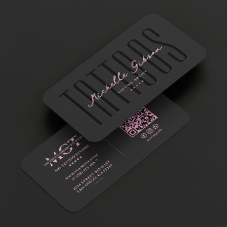 Tattoo Artist Black Pink Tattooist Monogram Business Card