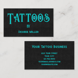 Tattoo Artist Black Teal Cool Skull Business Card