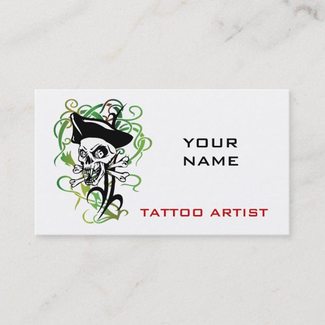 Tattoo Artist Business Cards Skull Pirate (Front)
