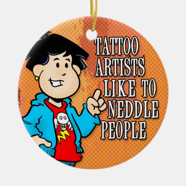 Tattoo Artist Ceramic Tree Decoration (Front)