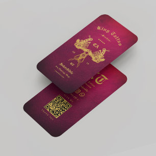 Tattoo Artist Gold Red Monogram Modern  Business Card