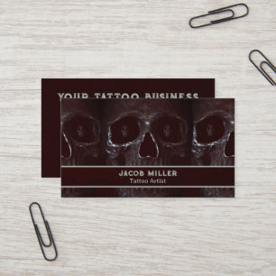 Tattoo Artist Goth Burgundy Dark Academia Skull Business Card