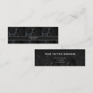 Tattoo Artist Gothic Black Dark Academia Skull Bus Mini Business Card