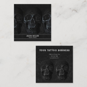 Tattoo Artist Gothic Black Dark Academia Skull Square Business Card