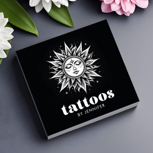 Tattoo Artist Modern Black & White QR Code Square Business Card