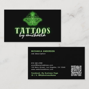 Tattoo Artist Neon Mystical Celestial Moth Business Card