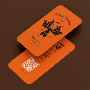 Tattoo Artist Orange Tattooist Minimal  Business Card