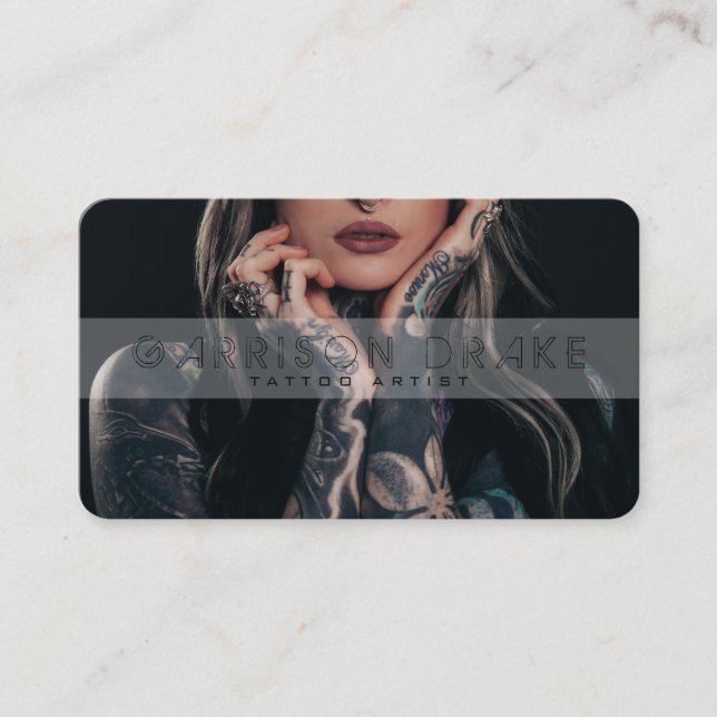 Tattoo Artist Photo Business Card (Front)