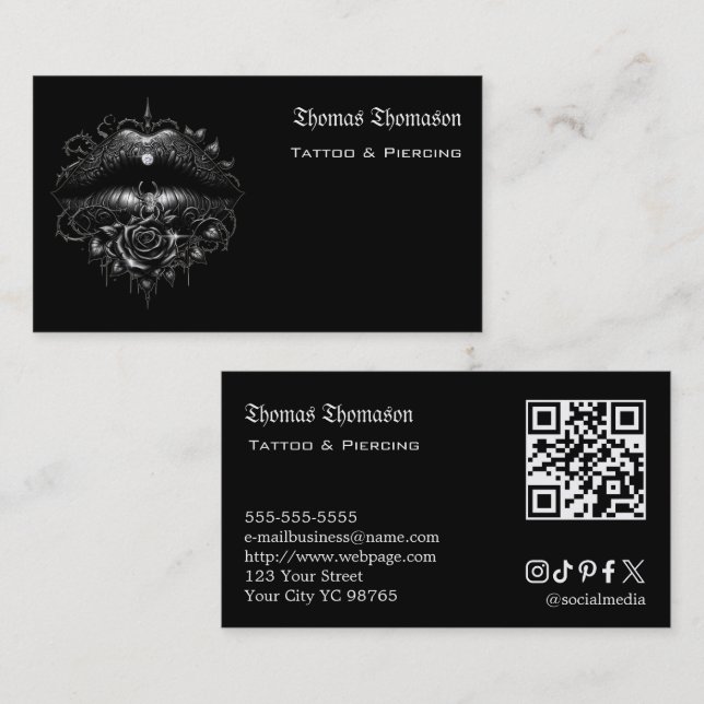 Tattoo artist QR code  Business Card (Front/Back)