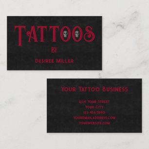 Tattoo Artist Red Black Cool Skull Business Card