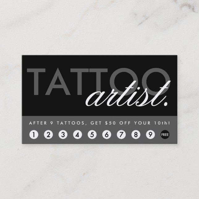 tattoo artist rewards program loyalty card (Front)