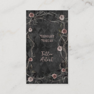 Tattoo Artist Roses Thorns QR Code Business Card