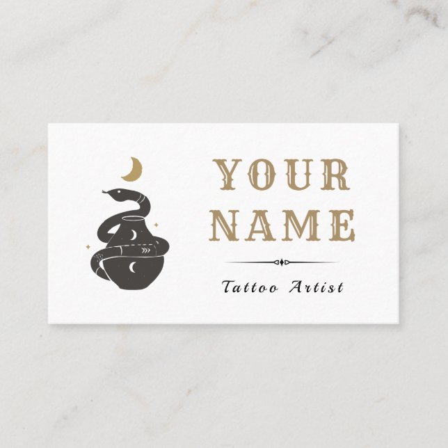 Tattoo Artist Salon Mystic Snake Modern Trendy  Business Card (Front)