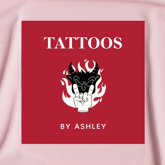 Tattoo Artist Salon Shop Funky Unique Creative Fun Square Business Card (Creator Uploaded)