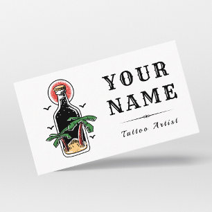 Tattoo Artist Salon Shop Tropical Bottle Exotic Business Card