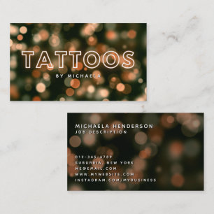 Tattoo Artist/Shop Modern Gold Neon & Lights Business Card