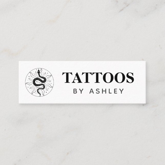 Tattoo Artist Snake Illustration Minimalist Modern Mini Business Card (Front)