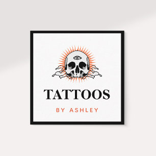 Tattoo Artist Social Media Skull Sunrise Sunset  Square Business Card