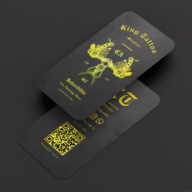Tattoo Artist Tattooist Monogram Black Yellow Business Card (Tattoo Artist Tattooist Monogram Black Yellow Business Card
)