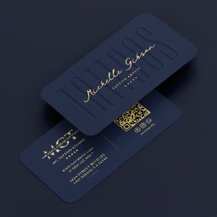 Tattoo Artist Tattooist Monogram Dark Navy Modern Business Card
