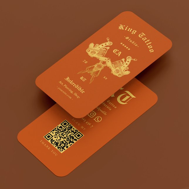 Tattoo Artist Tattooist Orange Modern  Business Card (Tattoo Artist Tattooist Orange Modern Business Card
)