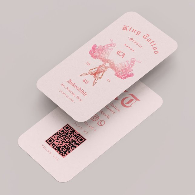 Tattoo Artist Tattooist Pastel Pink Retro Modern Business Card (Tattoo Artist Tattooist Pastel Pink Retro Modern Business Card
)