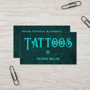 Tattoo Artist Teal Skull Business Card