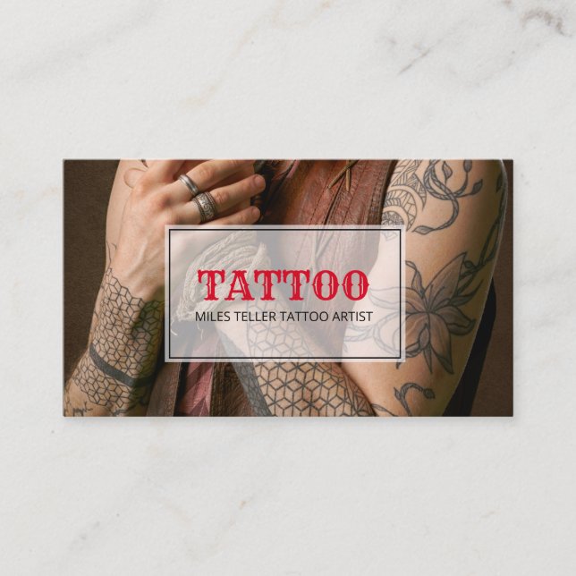 Tattoo Artist Vintage Photo Tytpography Business Card (Front)