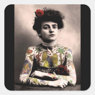 Tattoo Artist Woman Vintage Photograph Stickers
