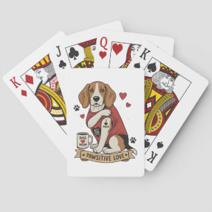 Tattoo Beagle Dog Illustration I Heart Mom Playing Cards