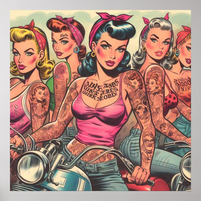 Tattoo Biker Girls Comics Poster (Front)